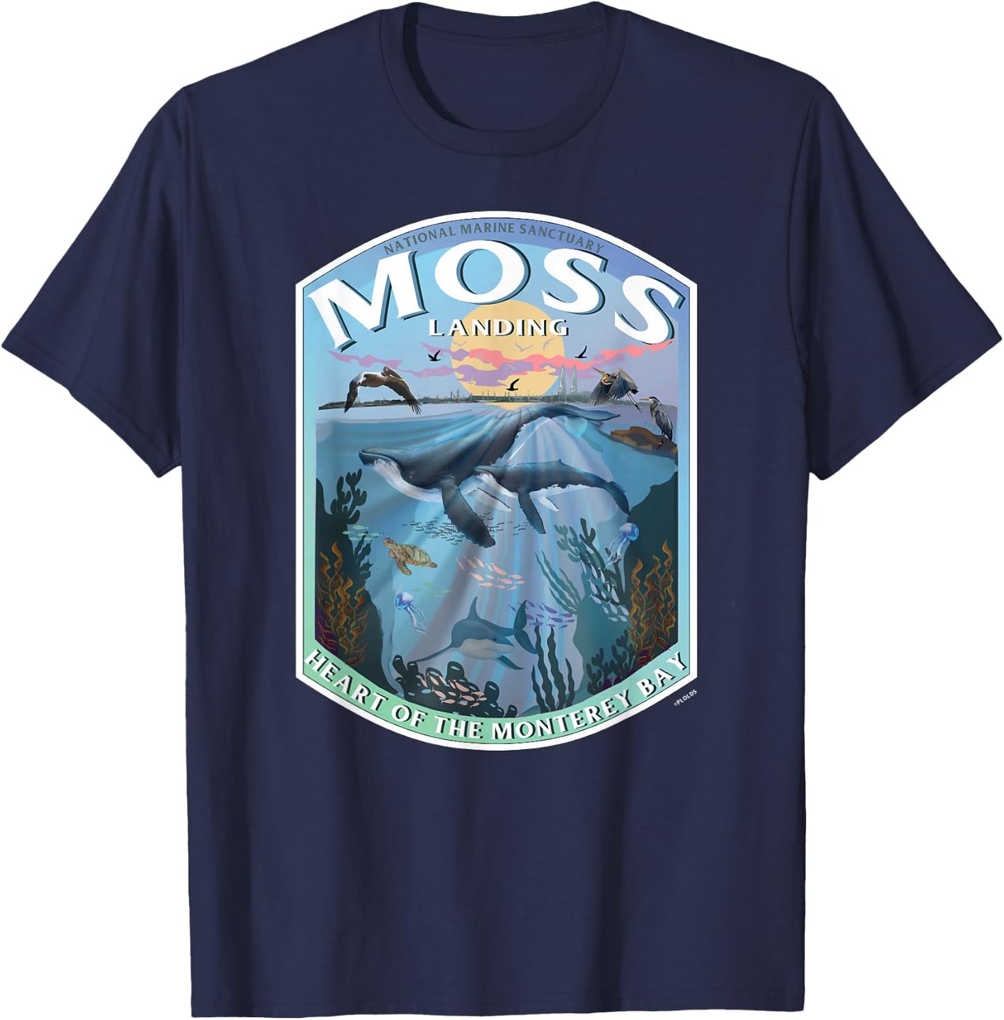 Moss Landing California Monterey Heart of the Bay Souvenir T-Shirt - T-Shirt | Navy