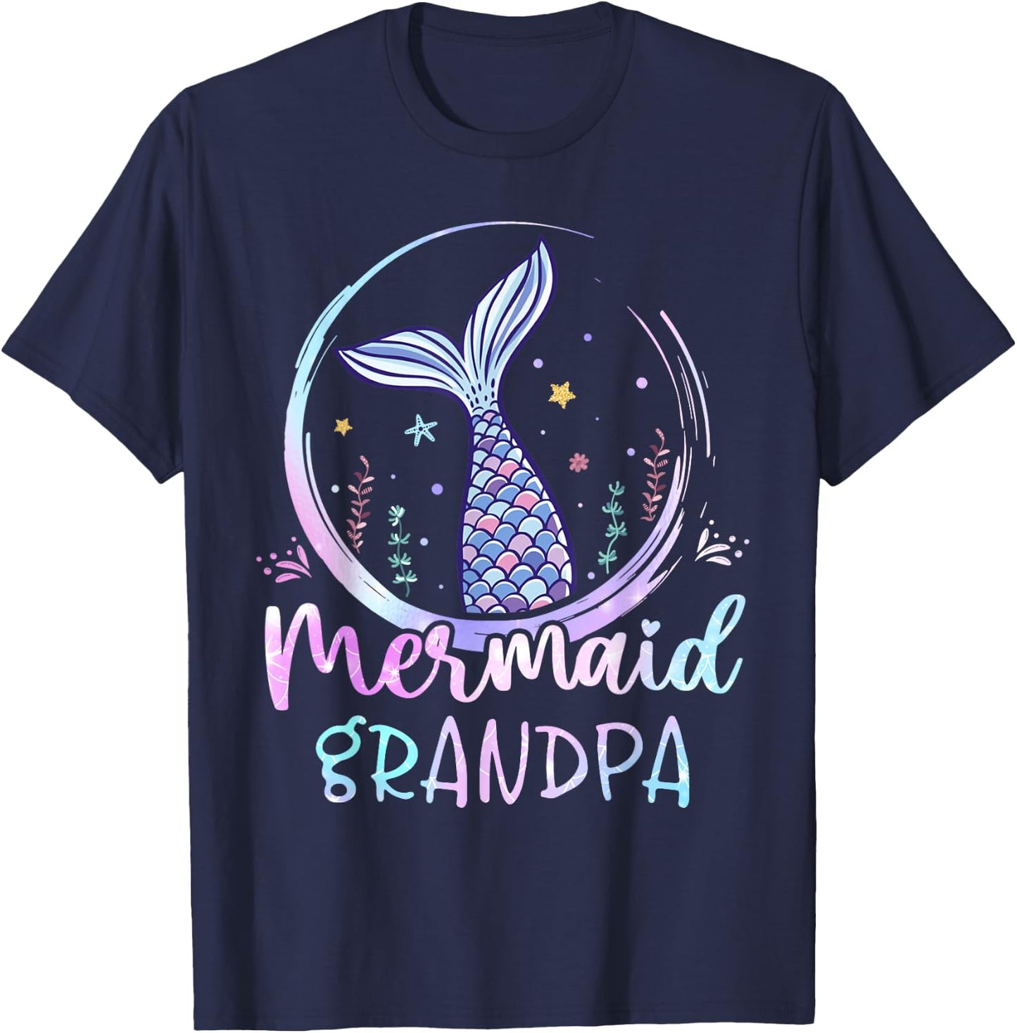 Mermaid Grandpa Birthday Mermaid Girl Beach Mermaid Tail T-Shirt - T-Shirt | Navy