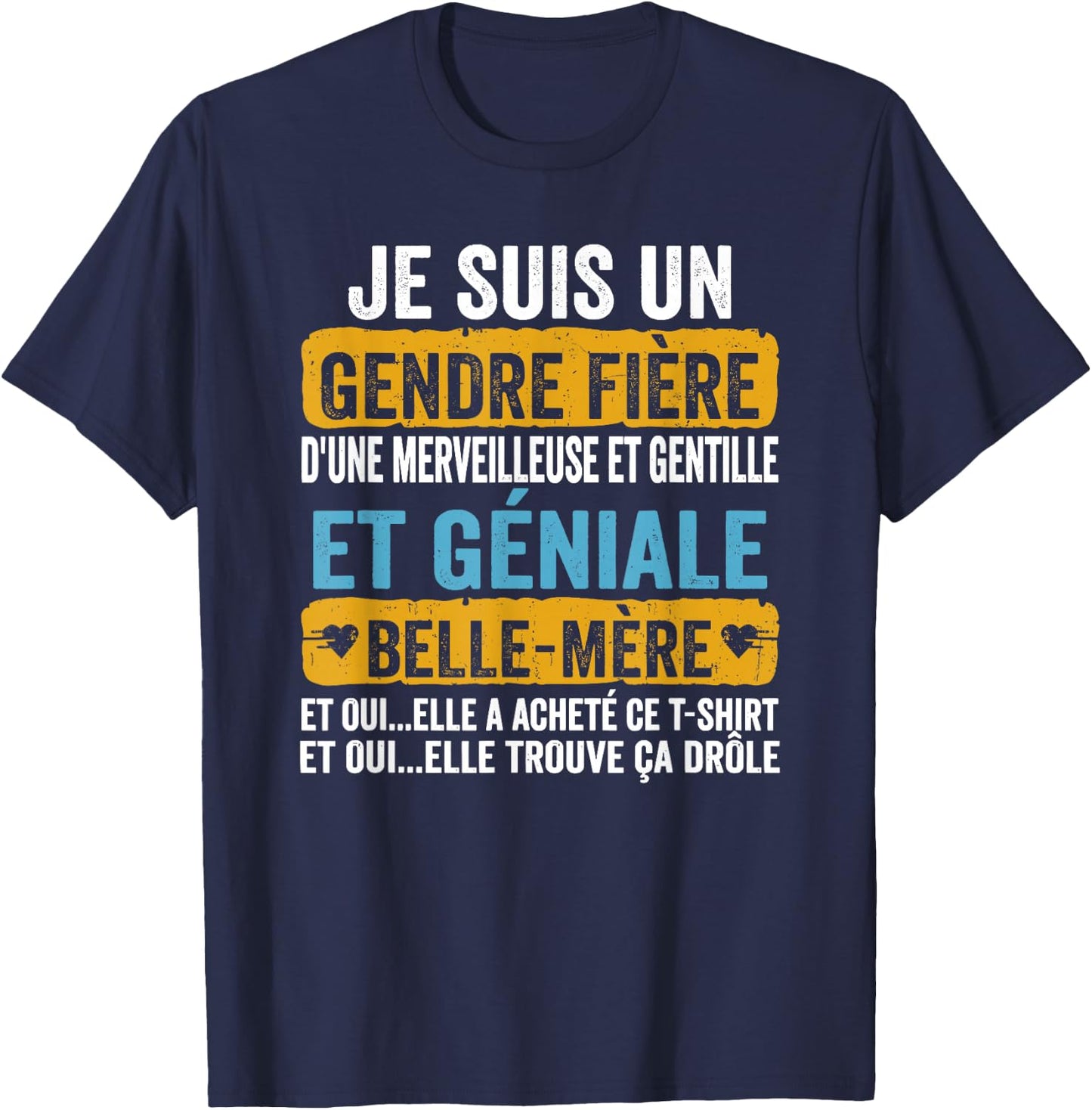 I am a proud son-in-law of a wonderful and kind and , Black, S T-Shirt - T-Shirt | Navy