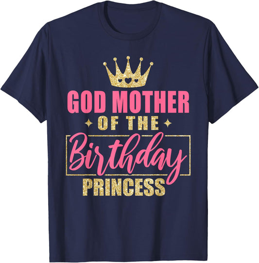 IZI POD Godmother Of The Birthday Princess Girls Party - Black, Small T-Shirt - T-Shirt | Navy
