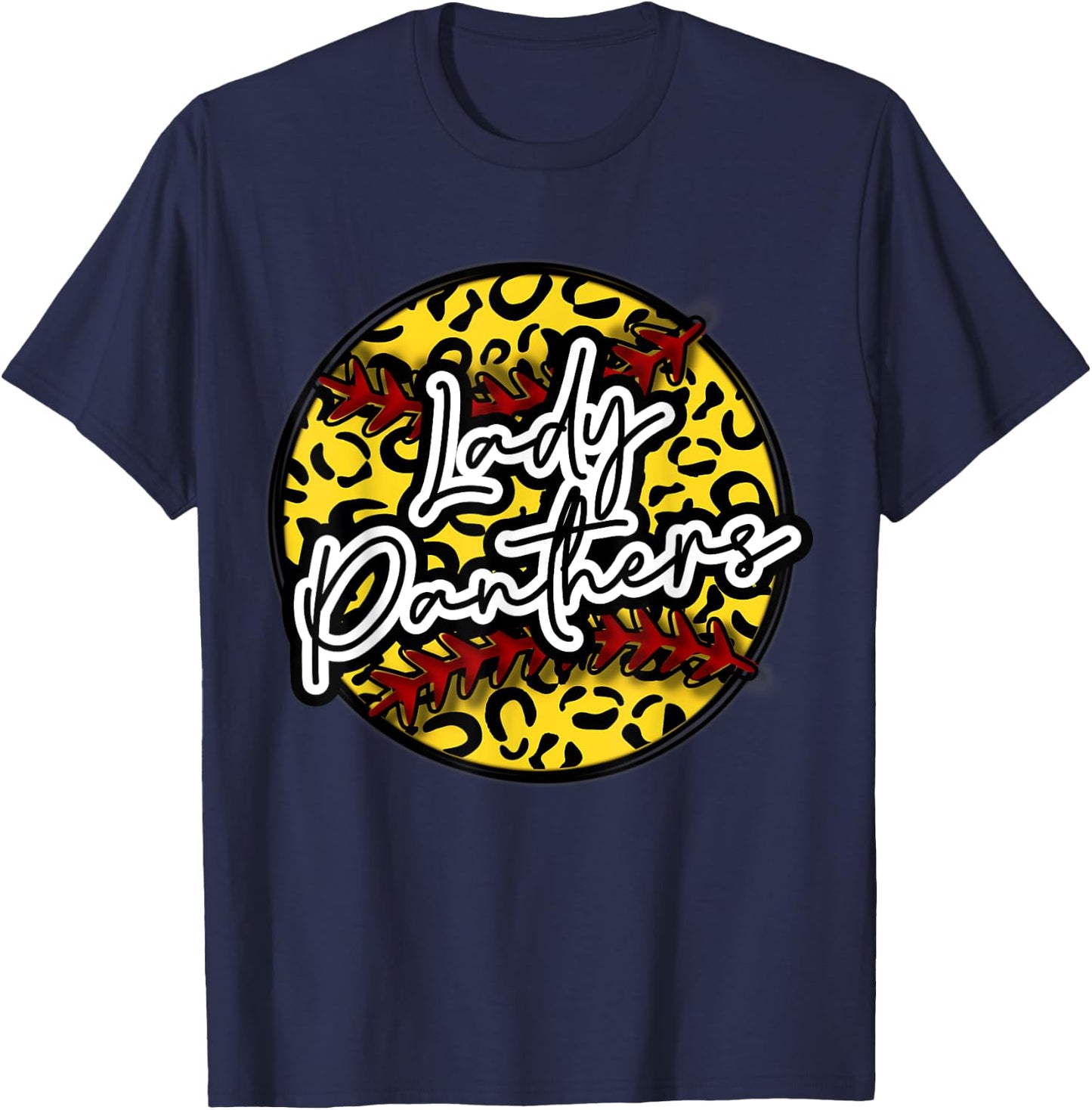 LADY PANTHER Leopard Cheetah Softball Team Trendy Cute Woman T-Shirt - T-Shirt | Navy