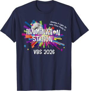 Illumination Station VBS 2026 Bible Jesus Christian Lights T-Shirt - T-Shirt | Navy