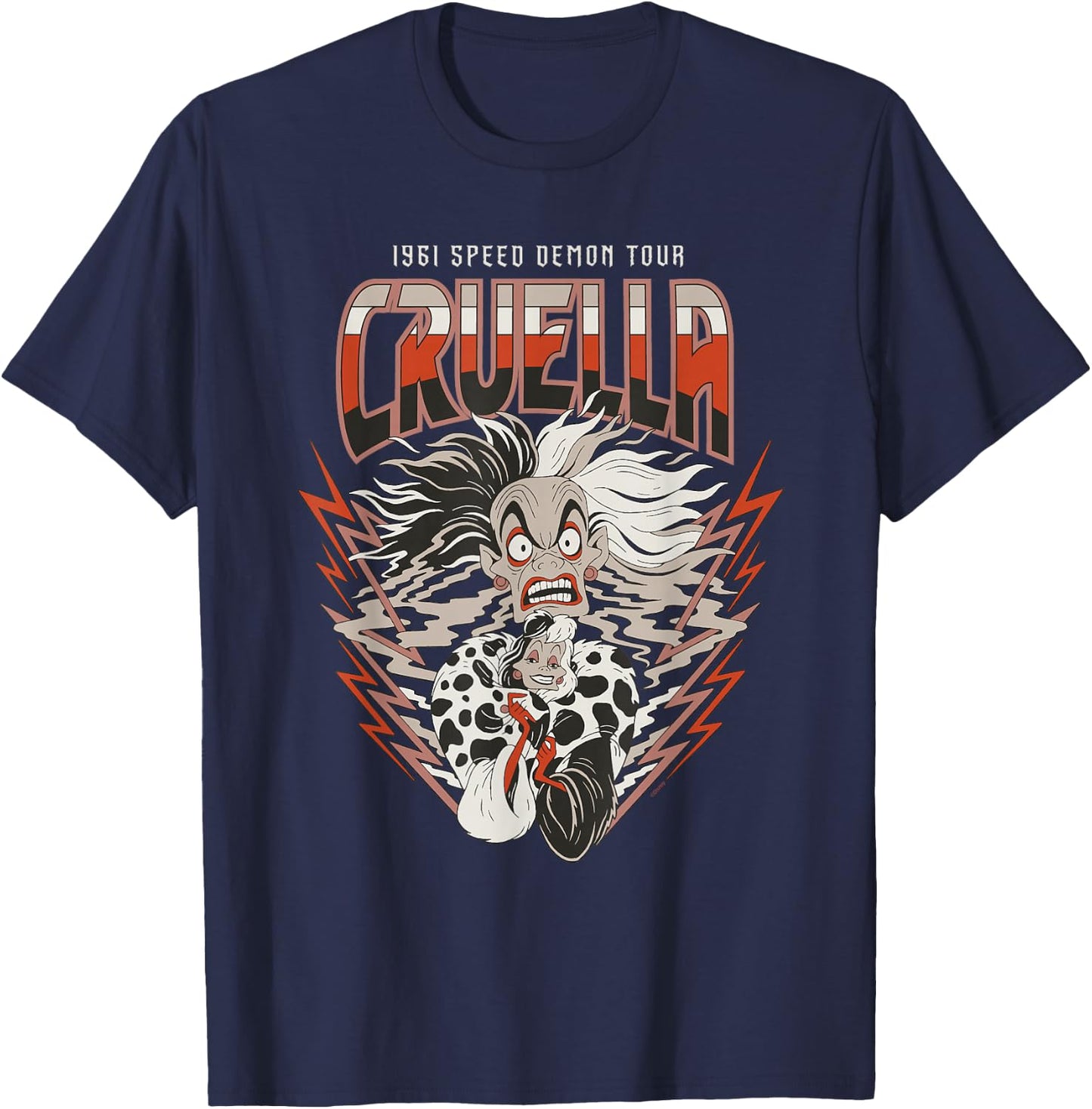 Disney Villains Cruella De Vil 1961 Speed Demon Tour Band T-Shirt - T-Shirt | Navy