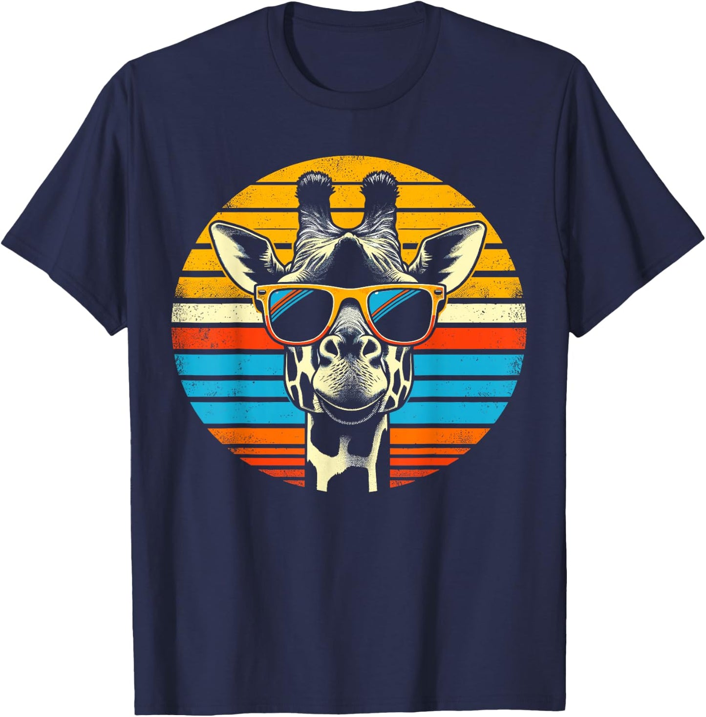 Giraffe Vintage Sunglasses T-Shirt - T-Shirt | Navy