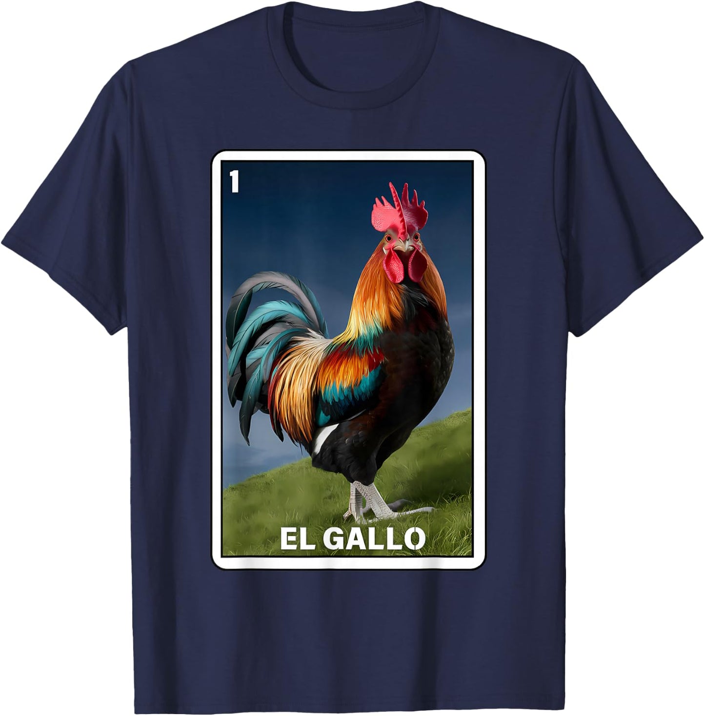 El Gallo Mexican Lottery Bingo Game Traditional Rooster Card T-Shirt - T-Shirt | Navy