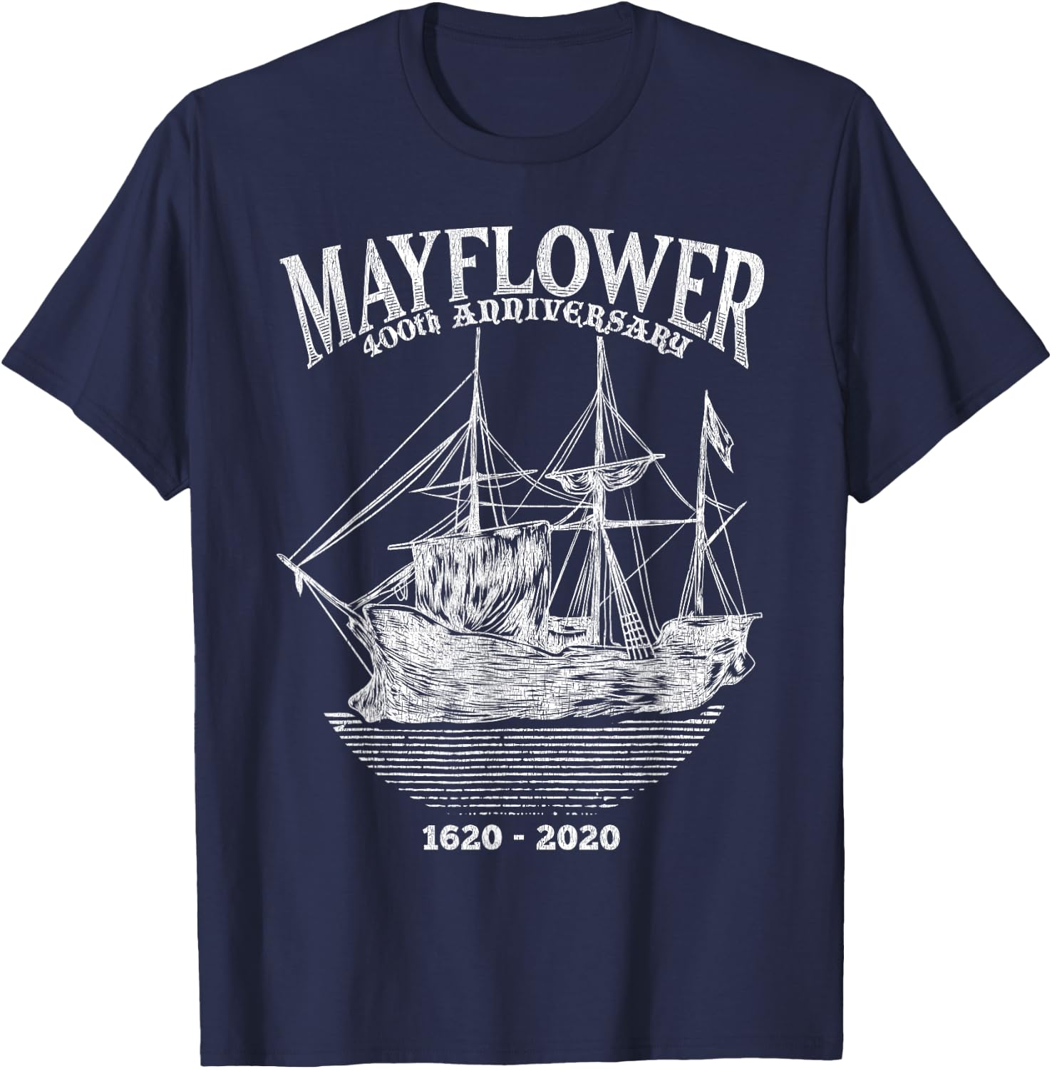 Mayflower 400 Year 400th Anniversary Pilgrim Ship 1620-2020 T-Shirt - T-Shirt | Navy