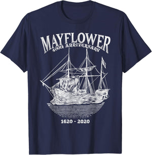 Mayflower 400 Year 400th Anniversary Pilgrim Ship 1620-2020 T-Shirt - T-Shirt | Navy