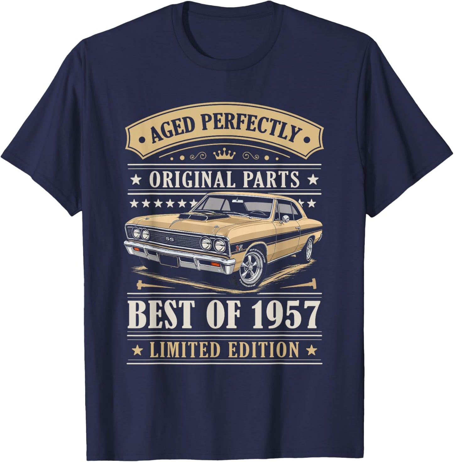Best of 1957 Birthday Classic Car Limited Edition 1957 T-Shirt - T-Shirt | Navy