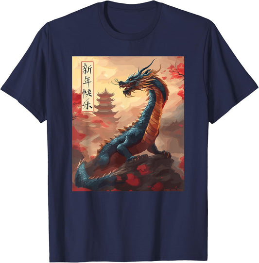 Chinese New Year 2024 Green Dragon Year of the Dragon T-Shirt - T-Shirt | Navy