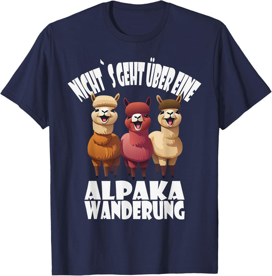 Alpaka Wanderung, lustiges Alpaka und Lama Spruch T-Shirt - T-Shirt | Navy