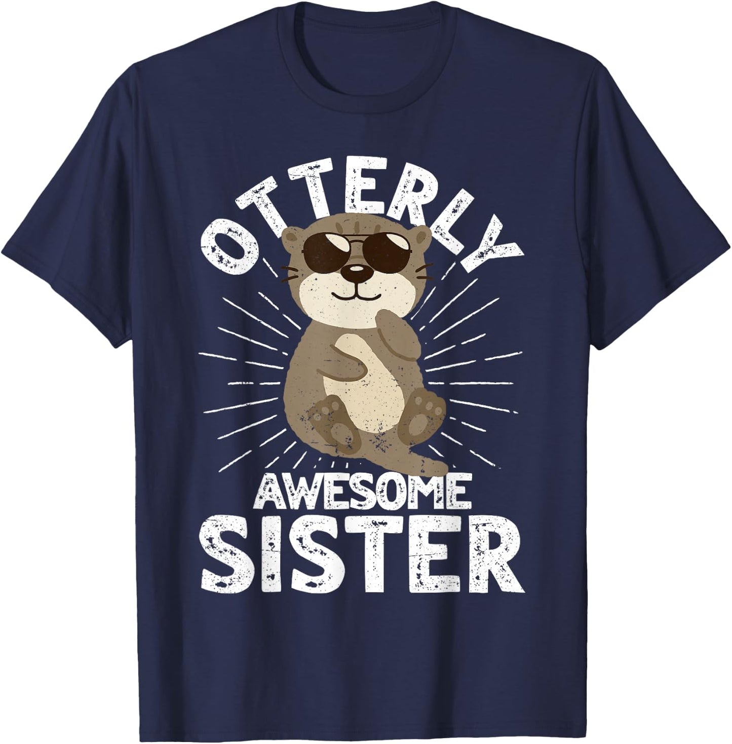 Funny Sister Otterly Awesome Sister Otter Graphic T-Shirt - T-Shirt | Navy