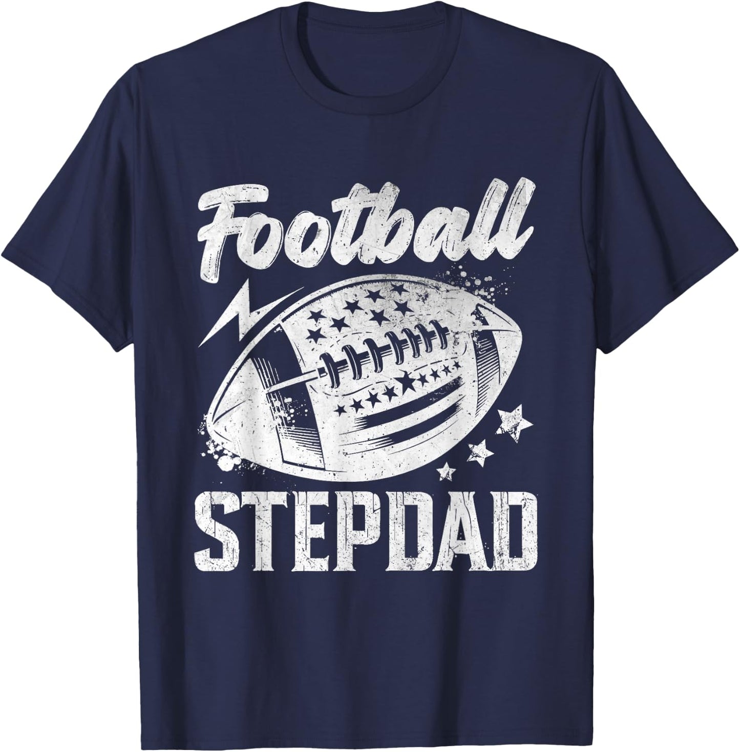 Vintage Football Stepdad Gifts For Father's Day Dad Grandpa T-Shirt - T-Shirt | Navy