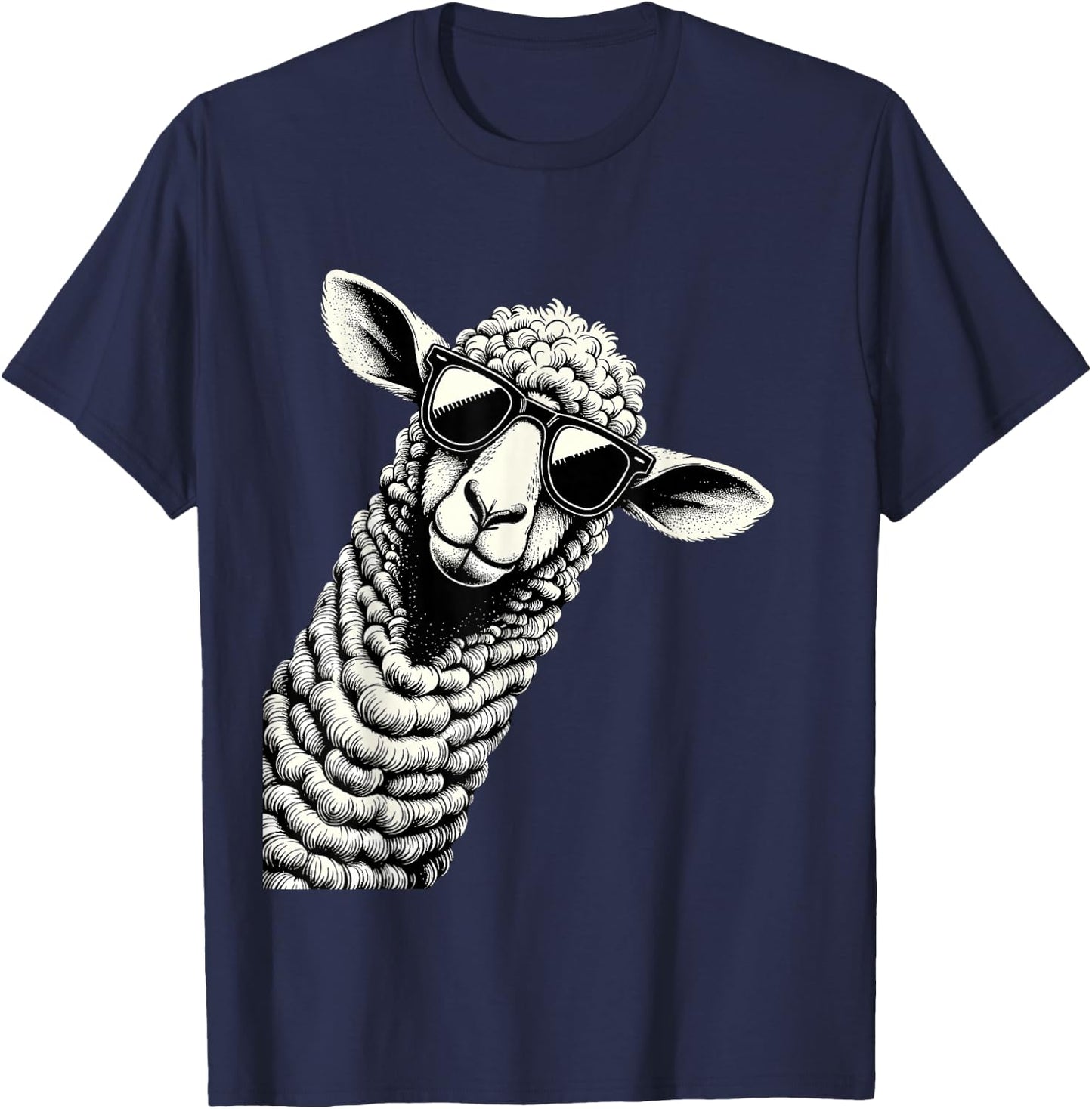 Funny Sheep Wearing Sunglasses for Farmers Sheep Herder T-Shirt - T-Shirt | Navy