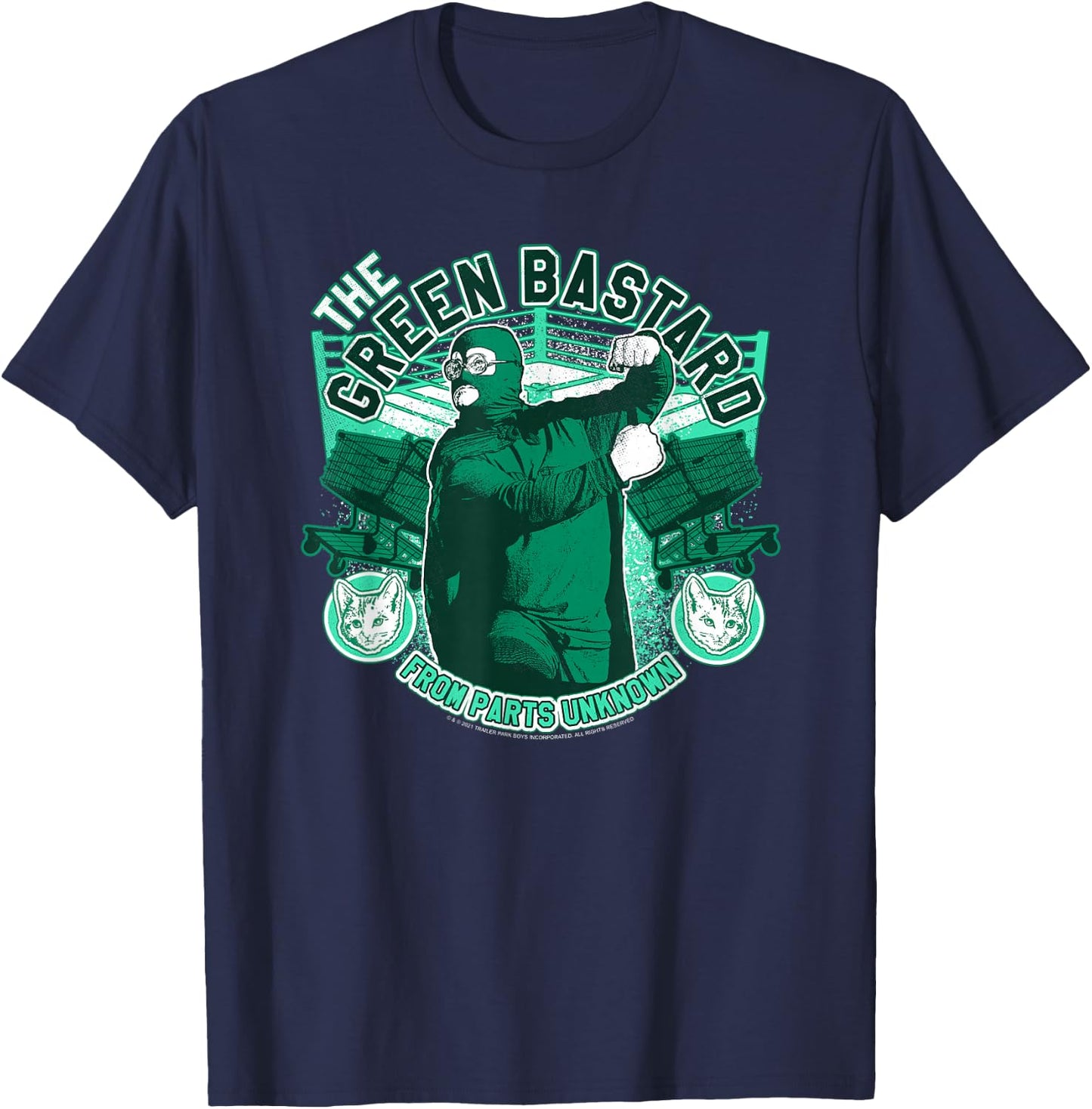 Ripple Junction x Trailer Park Boys The Green Wrestler , Black, S T-Shirt - T-Shirt | Navy