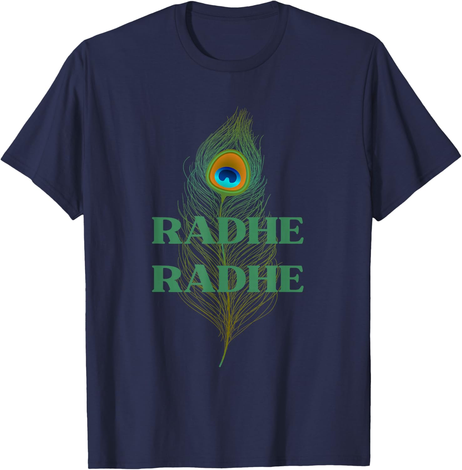 Radhe Radhe Hindi Indian Braj Expression Greeting Krishna T-Shirt - T-Shirt | Navy