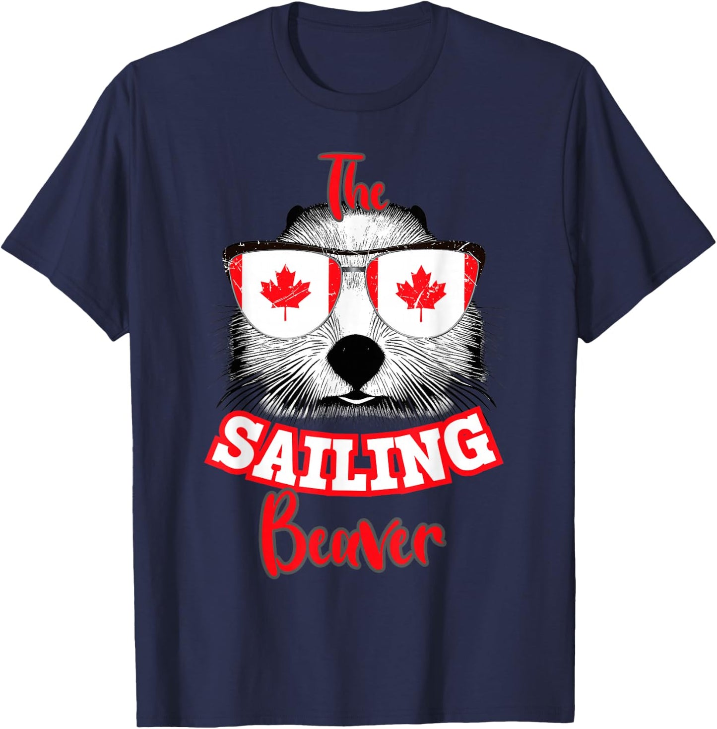 Canadian Flag 1st of July The Sailing Beaver Canada Day T-Shirt - T-Shirt | Navy