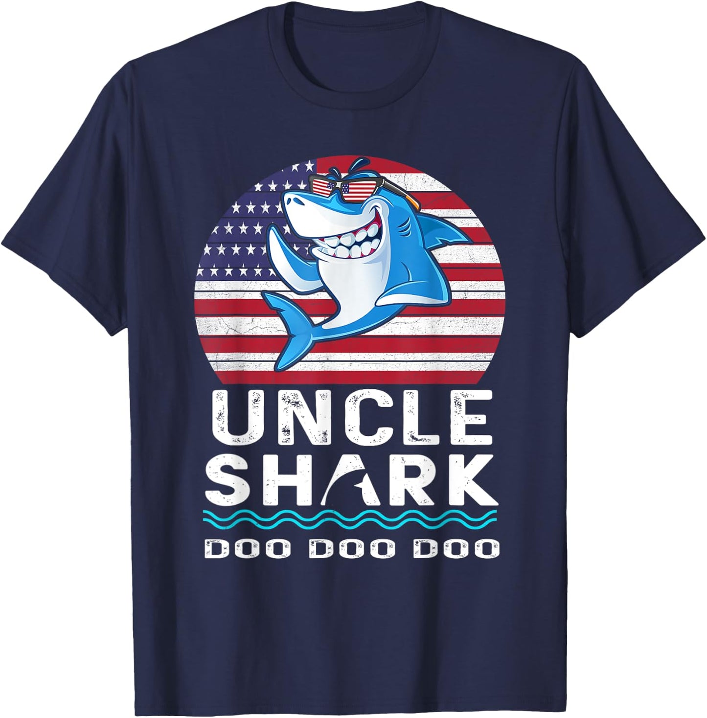 Uncle Shark Shirt Fathers Day Gift From Wife Son Daughter T-Shirt - T-Shirt | Navy