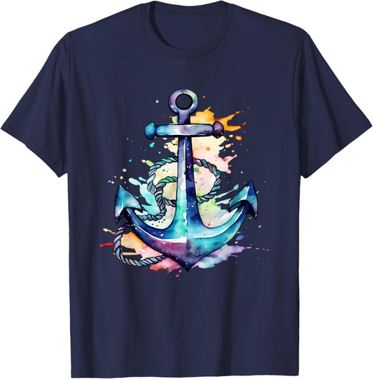 Vintage Anchor Nautical Design for Captain Sailor T-Shirt - T-Shirt | Navy