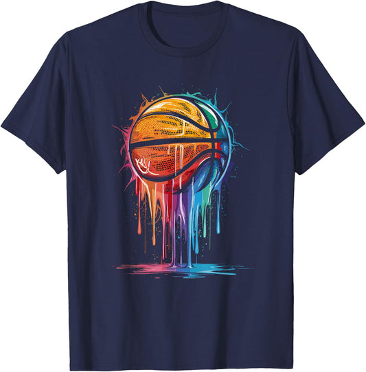 Colourful Basketball Player Basket , black T-Shirt - T-Shirt | Navy