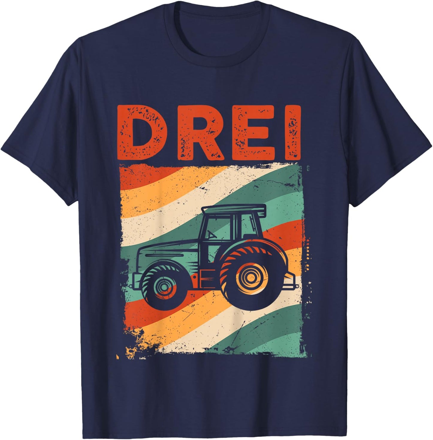 3. Geburtstag Retro Traktor Junge Trecker Bauer Kinder T-Shirt - T-Shirt | Navy