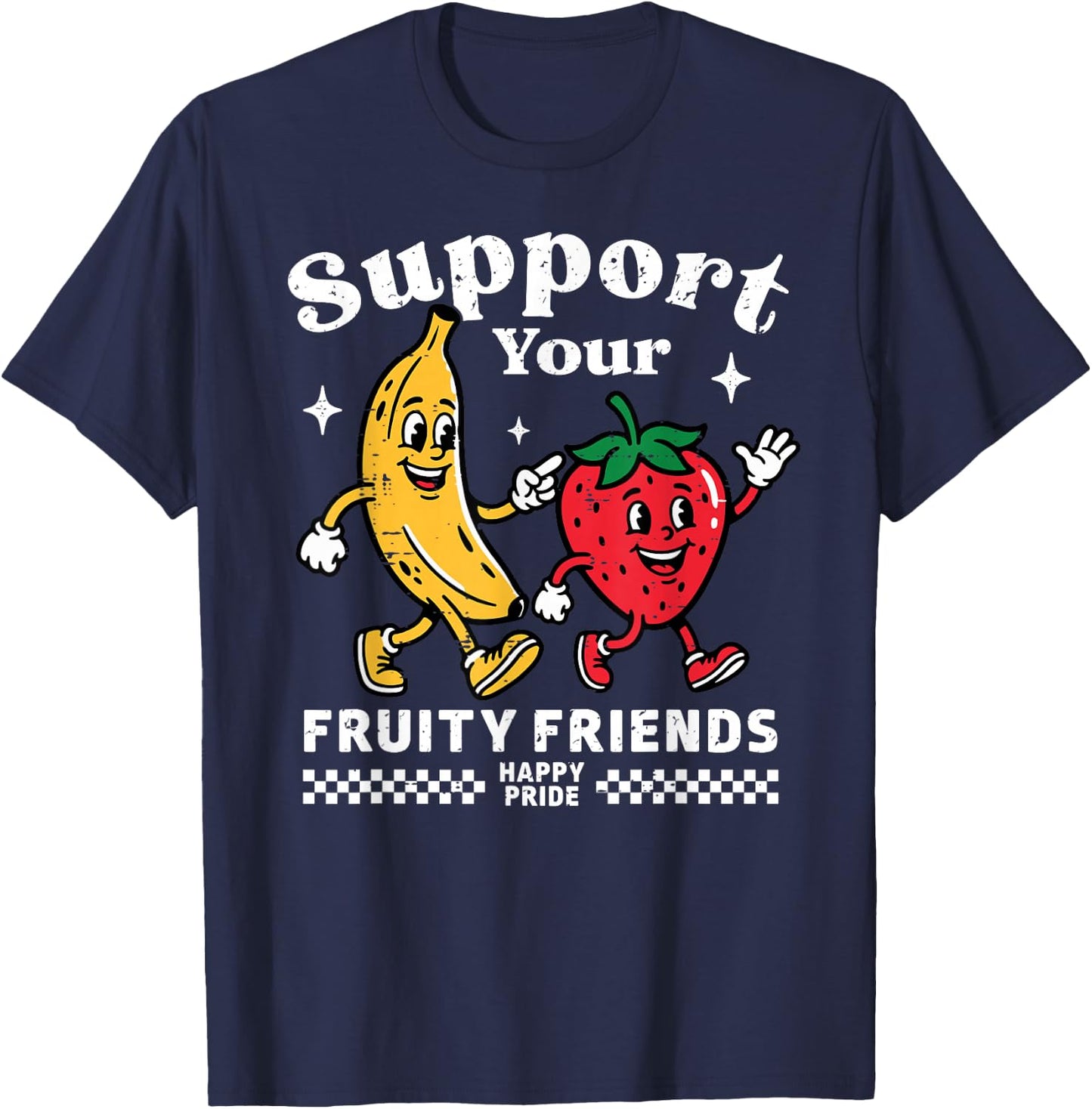Support Your Fruity Friends Gay Pride Month LGBTQ Fruit Ally T-Shirt - T-Shirt | Navy