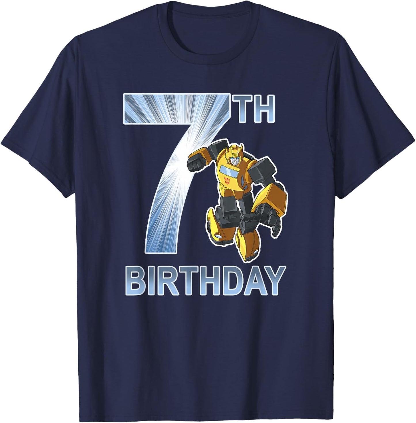 Transformers Bumblebee 7th Birthday Light Shine Fill Poster - Transformers - Kinder - - Kurzarm - - Schwarz - S T-Shirt - T-Shirt | Navy