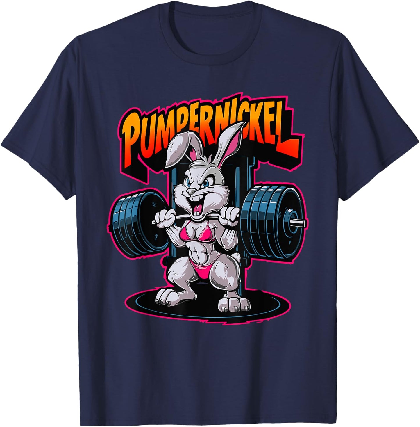 Gym Workout Sport Rabbit Pumpenickel , black T-Shirt - T-Shirt | Navy
