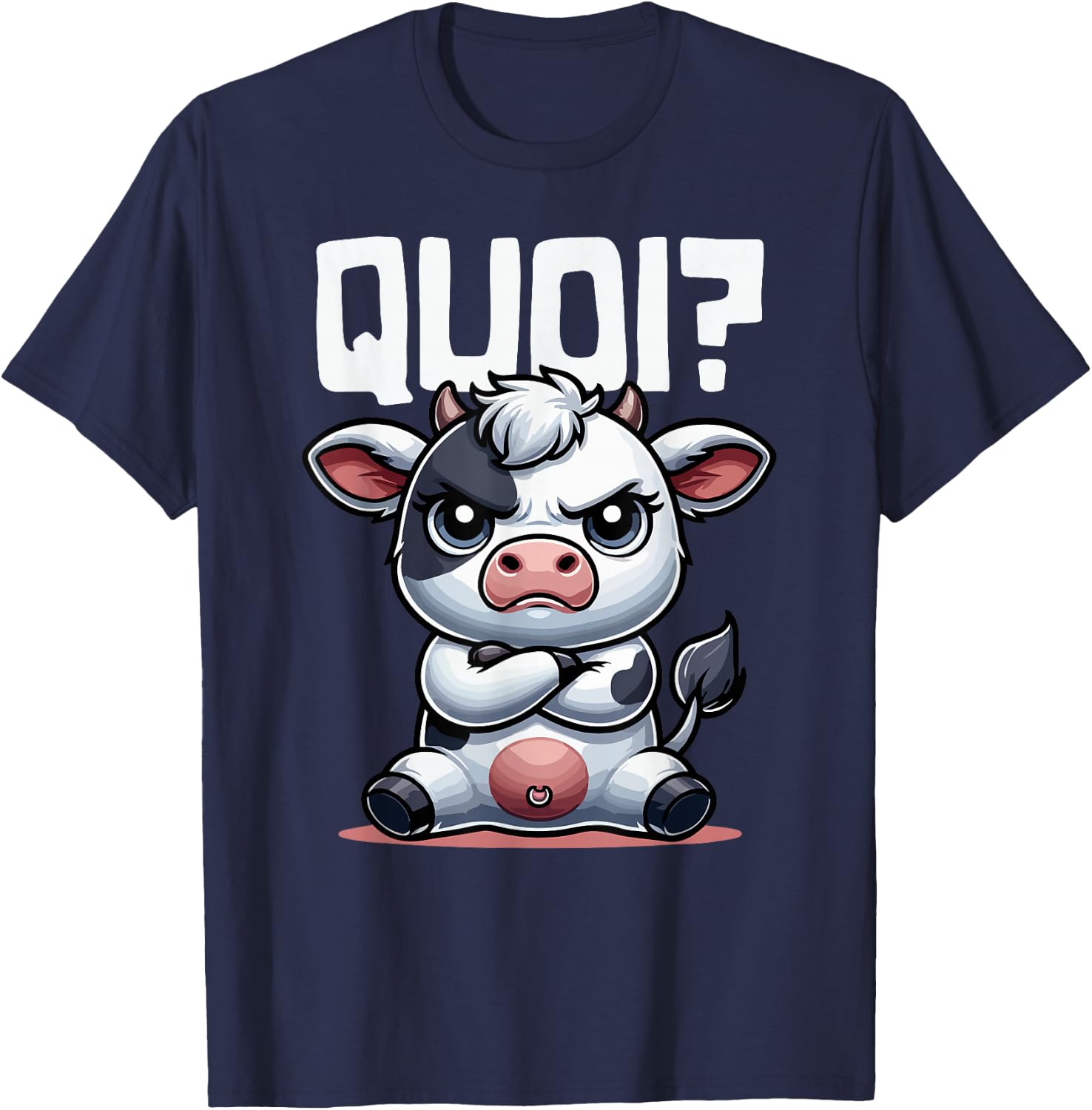 Funny Cow Woman Girl Boy Quoi Idea Cow Pattern , Black, S T-Shirt - T-Shirt | Navy