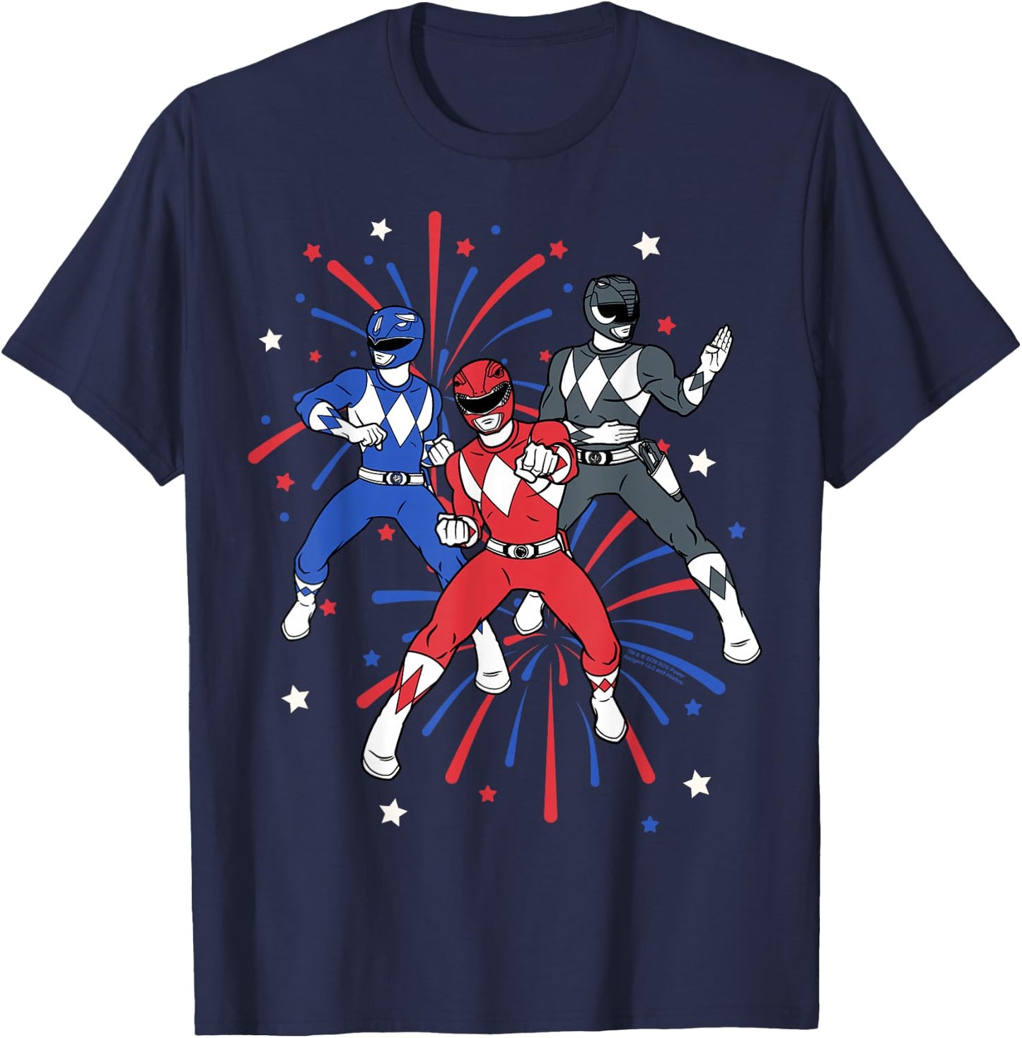 Power Rangers 4th of July Mighty Morphin Rangers Fireworks T-Shirt - T-Shirt | Navy