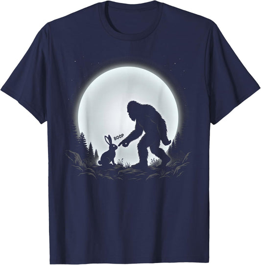 Bigfoot Boop Bunny Funny Sasquatch Moon Rabbit T-Shirt - T-Shirt | Navy