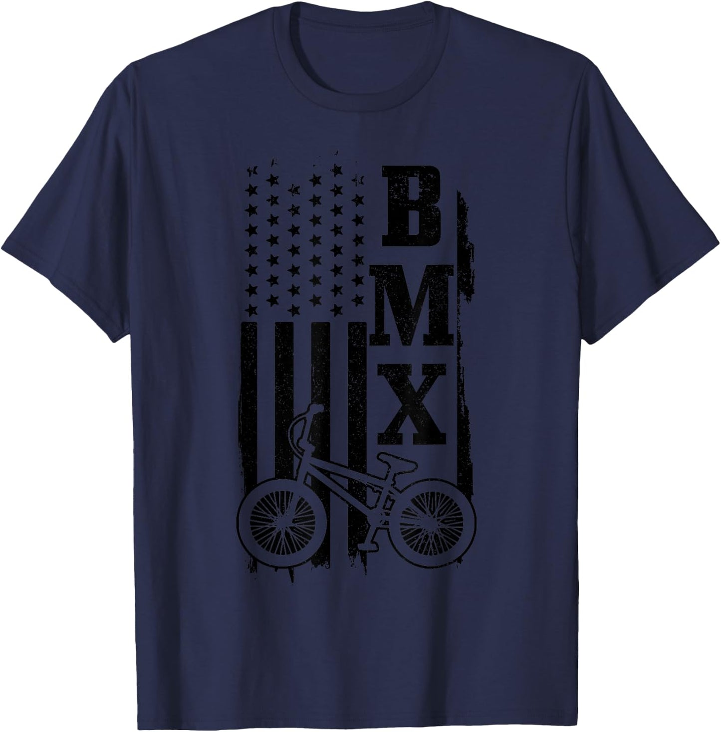 BMX American Flag Patriotic Bike T-Shirt - T-Shirt | Navy