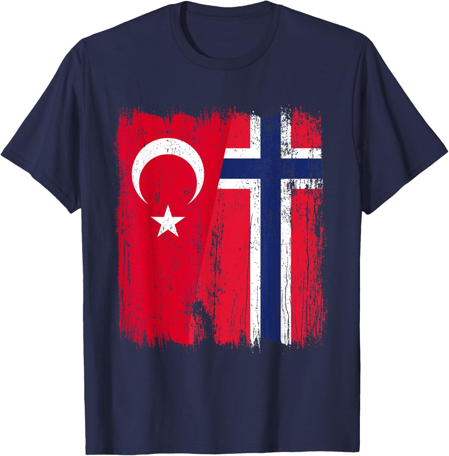 Turkey Norway Half Flag Turkish Norwegian Ancestry T-Shirt - T-Shirt | Navy