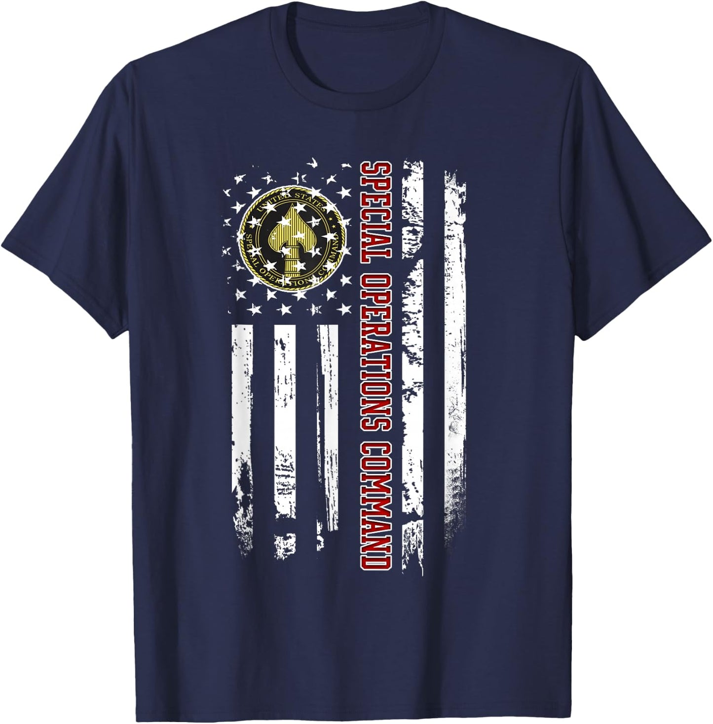 Special Operations Command Veteran American Flag Christmas T-Shirt - T-Shirt | Navy