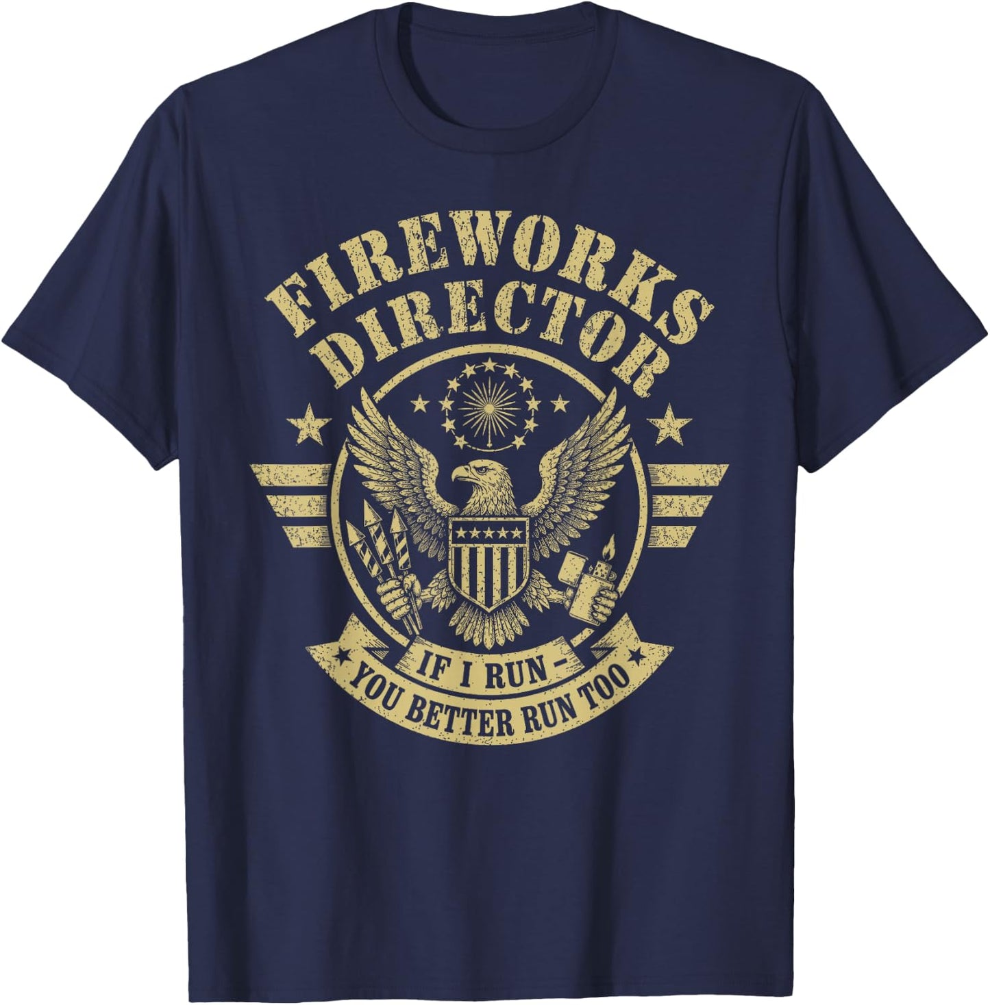4th of July Memorial Day Boom, Patriotic Fireworks Director T-Shirt - T-Shirt | Navy
