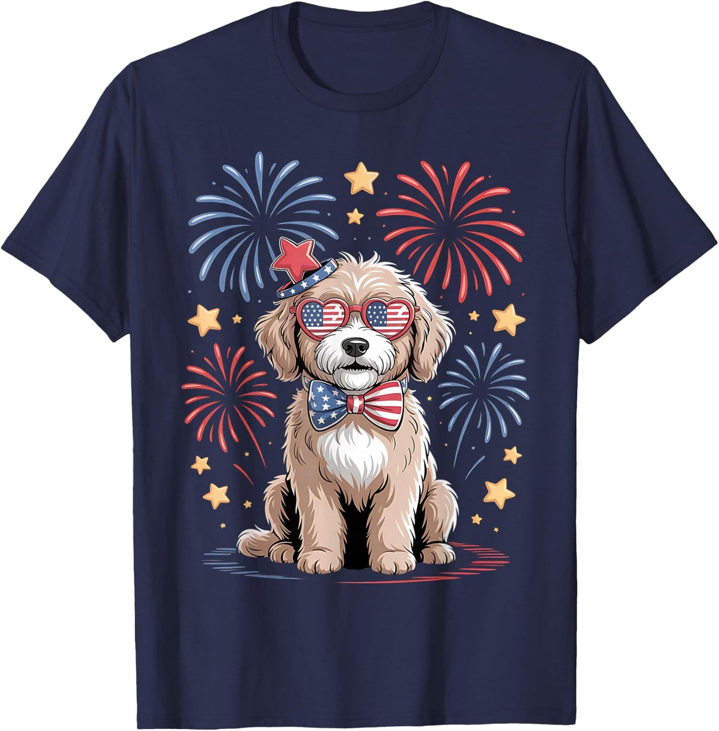 Goldendoodle 4th of July Patriotic Golden Doodle Dog Women T-Shirt - T-Shirt | Navy