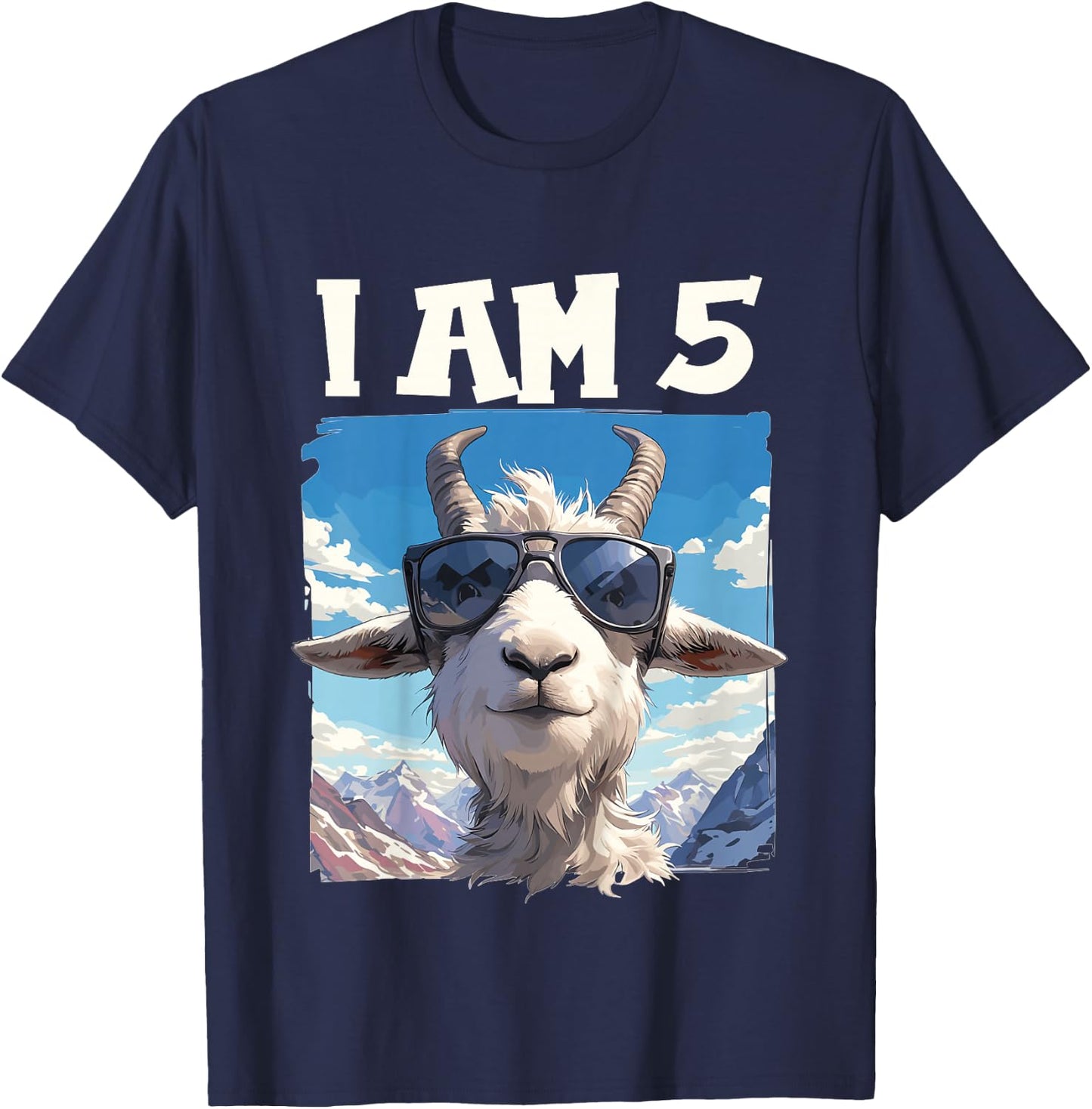 Kids 5 Years old 5 birthday Goats Boy Girl Goat T-Shirt - T-Shirt | Navy