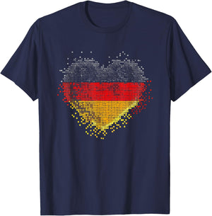 Deutschland Deutsche Flagge Herz T-Shirt - T-Shirt | Navy