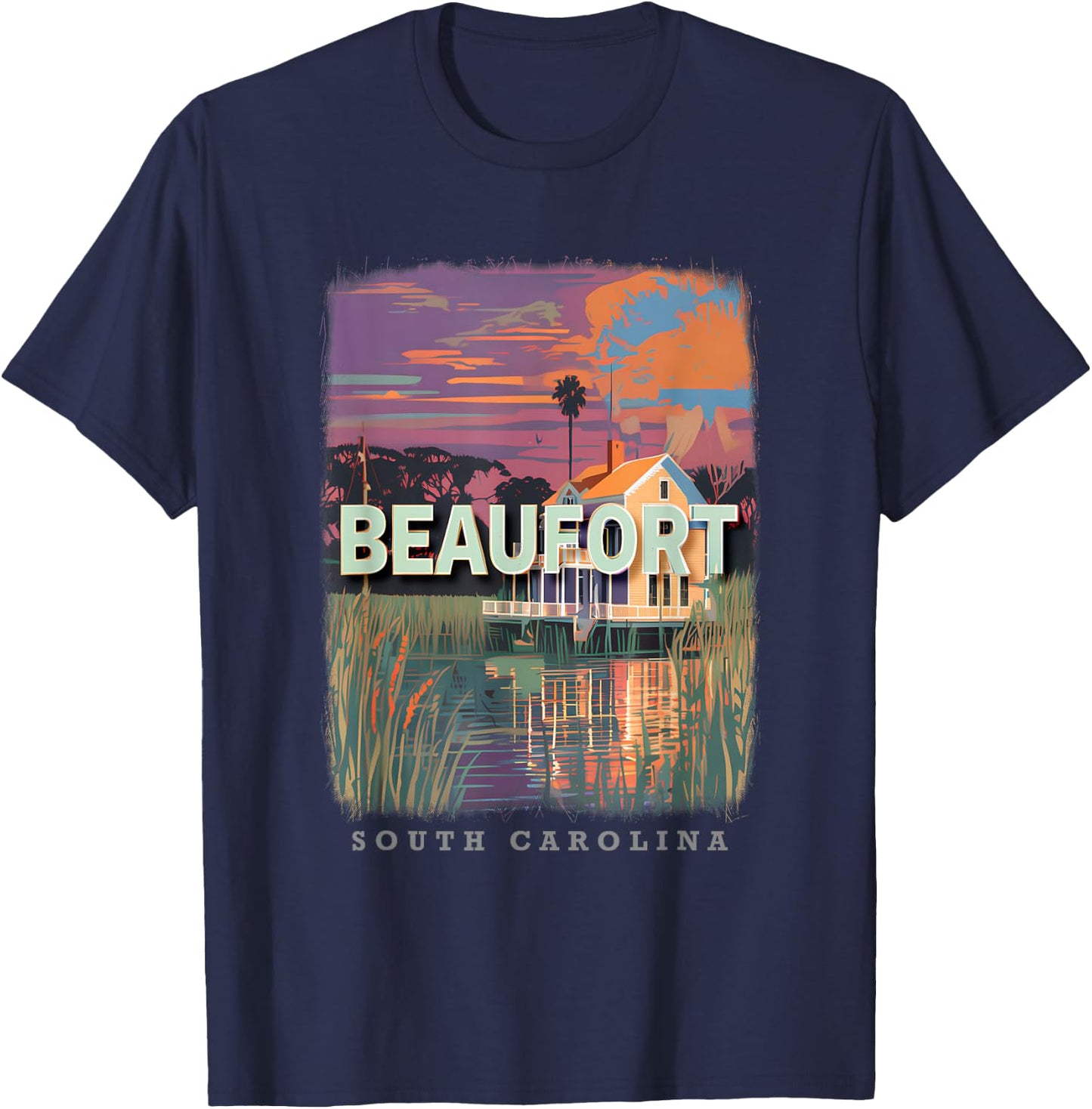 Beaufort South Carolina SC Lowcountry Charm SD918 T-Shirt - T-Shirt | Navy