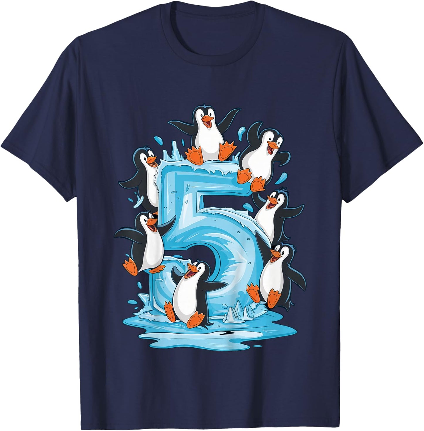 Kinder Pinguine 5. Geburtstag Jungen Mädchen 5 Jahre Pinguin T-Shirt - T-Shirt | Navy