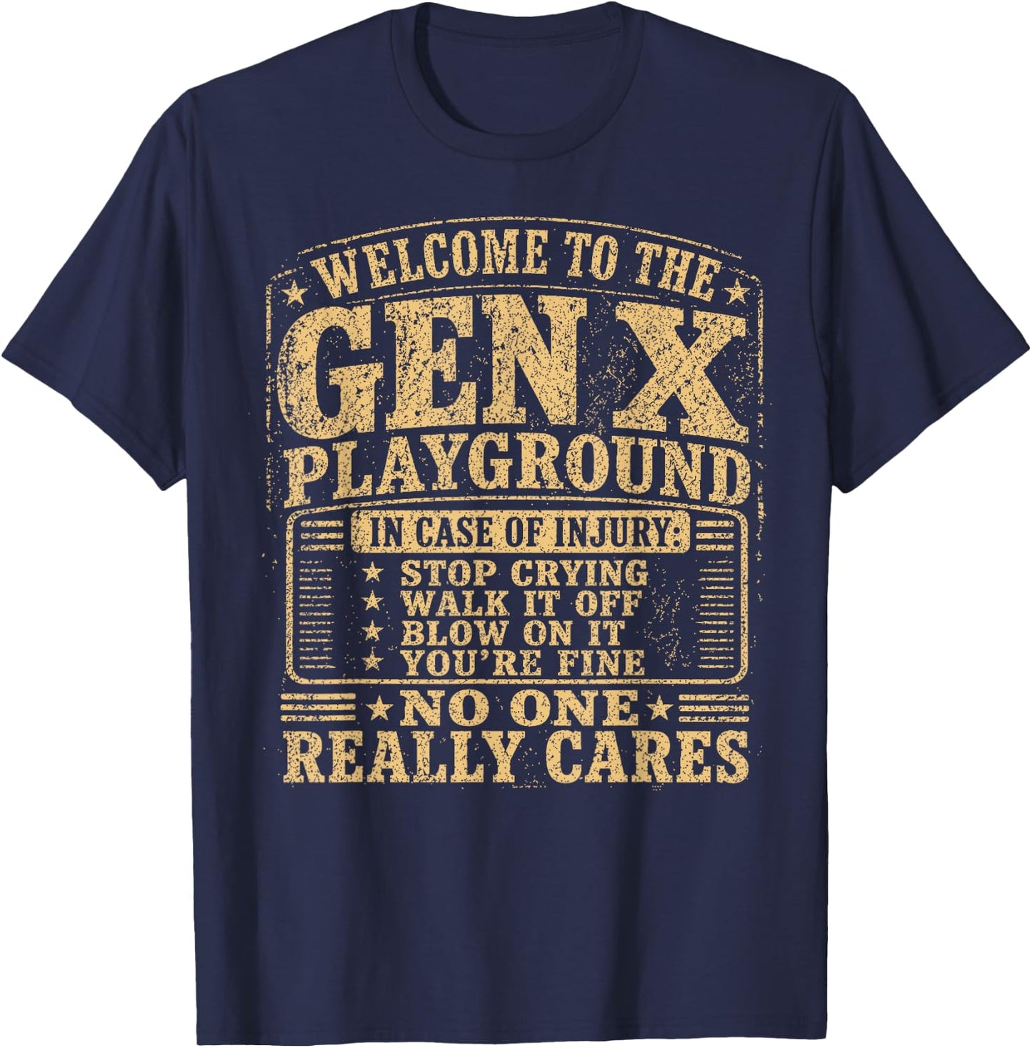 Welcome to The Gen X Playground Sarcastic 70s 80s Humor T-Shirt - T-Shirt | Navy