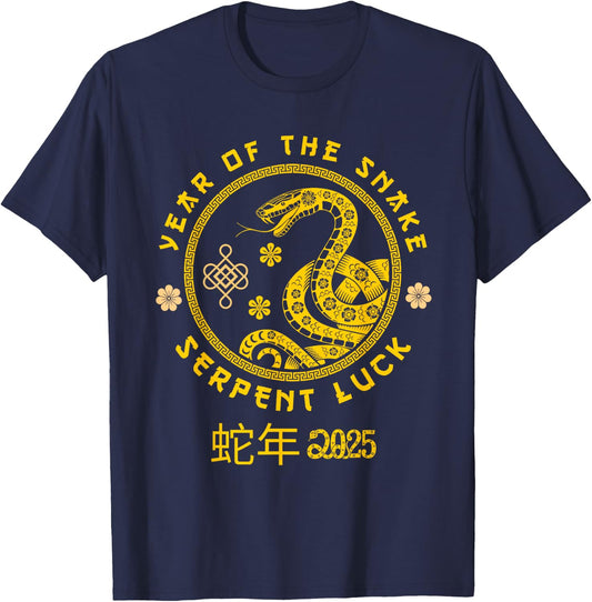 Year of Snake 2025 Serpent Luck Chinese Zodiac T-Shirt - T-Shirt | Navy