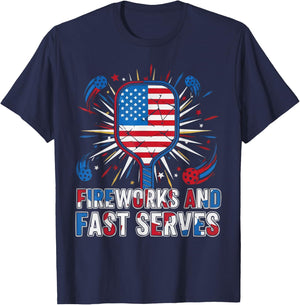 American Pickleball Player 4th of July Flag USA Paddle Sport T-Shirt - T-Shirt | Navy