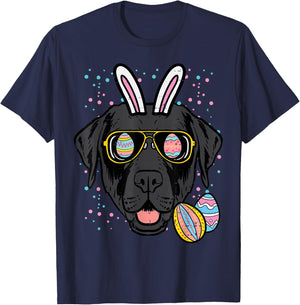 Easter Bunny Black Labrador Face Dog Lover Men Women Kids T-Shirt - T-Shirt | Navy
