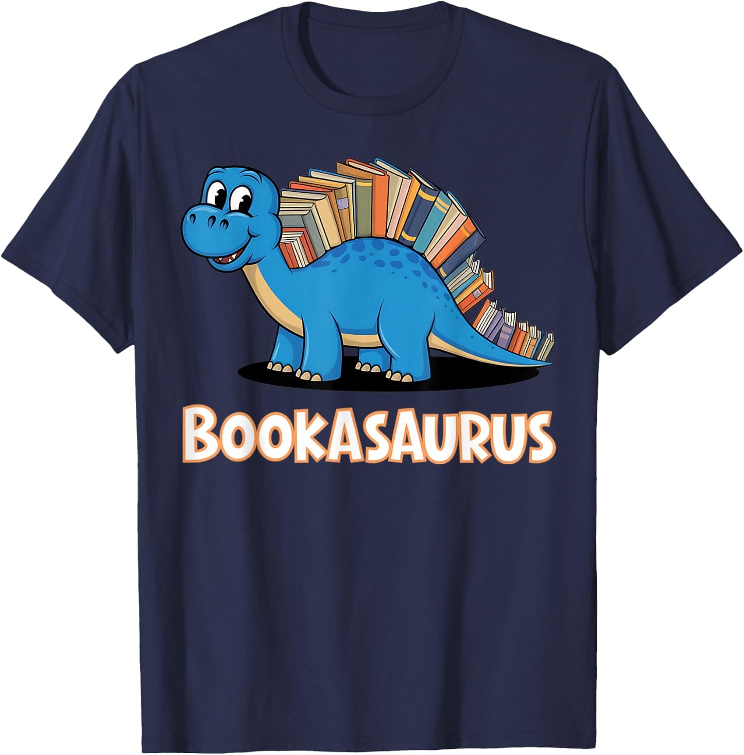 Bookasaurus Funny Kids Dinosaur Reading Pun T-Shirt - T-Shirt | Navy