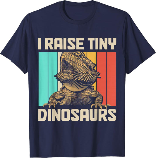 Bearded Dragon I Raise Tiny Dinosaurs Funny Reptile Lover T-Shirt - T-Shirt | Navy