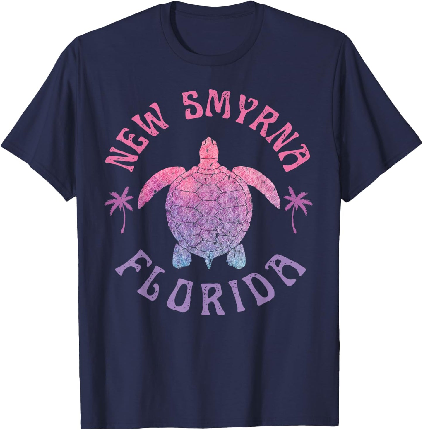 New Smyrna Beach Florida Sea Turtle Summer Vacation Vintage Men Women Kids T-Shirt - T-Shirt | Navy