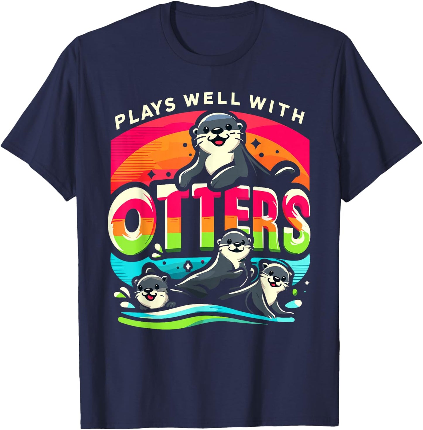 Plays Well With Otters Shirt Big Pun Shirt Otter T-Shirt - T-Shirt | Navy