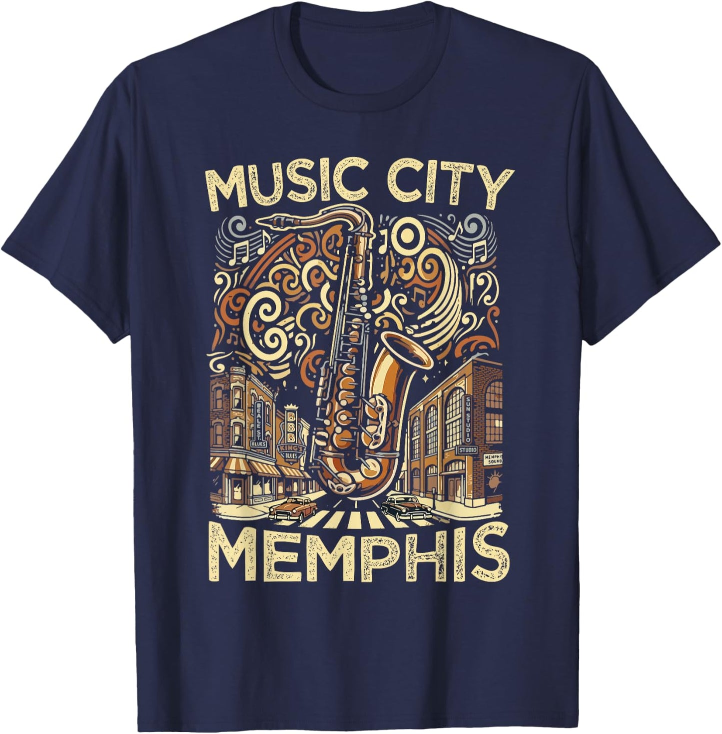 Music City Memphis Souvenir Men Women Tennessee Memphis T-Shirt - T-Shirt | Navy