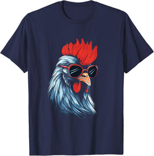 A cool Rooster wearing sunglasses T-Shirt - T-Shirt | Navy