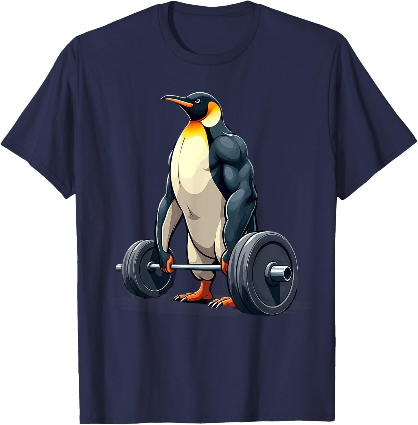 Fitness Penguin Gymer Bodybuilder Workout Gym , Adults, , Short Sleeve, , Black, Small T-Shirt - T-Shirt | Navy